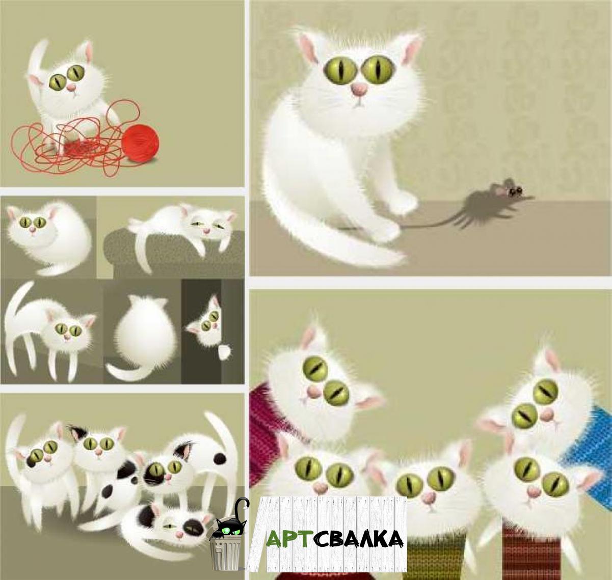 Векторные коты и котята | Vector cats and kittens